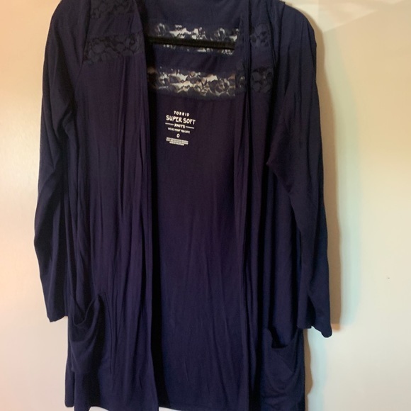 Torrid Supersoft Blue Lace Cardigan Size 0 - Picture 2 of 8